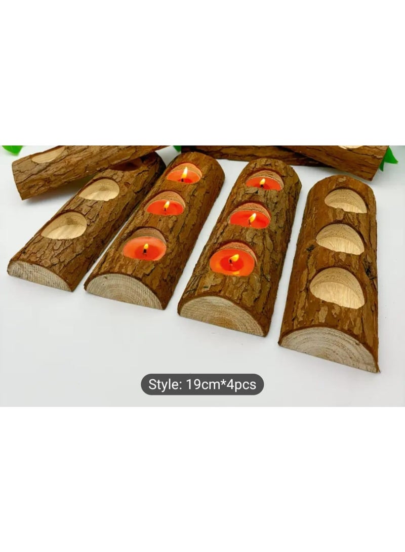 إل ديس طقم من 4 حوامل شموع خشبية – طول كل واحد 18.8–19.81 سم – لتزيين أعياد الميلاد، عيد الميلاد، الهالوين، عيد الحب، حفلات الزفاف والمناسبات - Image 4